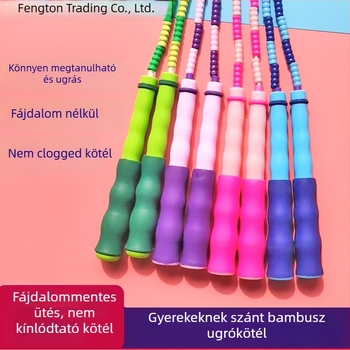 Gyerekeknek szánt puha bambusz gyöngyös ugró kötél, óvodások és általános iskolások részére, kezdőknek, csúszásmentes, csomómentes, állítható