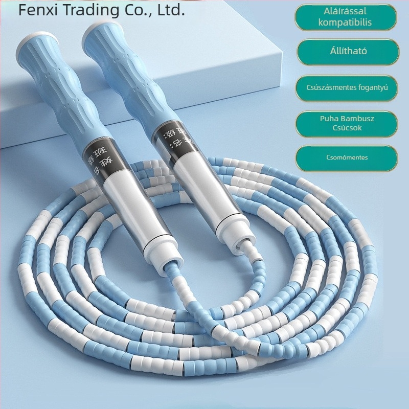 Gyerekeknek szánt puha bambusz gyöngyös ugró kötél, óvodások és általános iskolások részére, kezdőknek, csúszásmentes, csomómentes, állítható