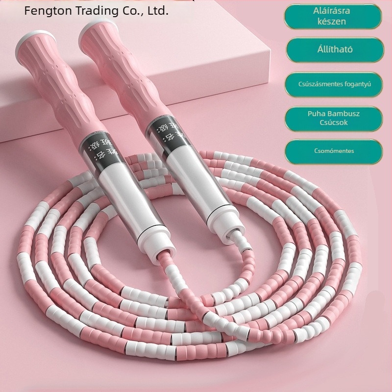 Gyerekeknek szánt puha bambusz gyöngyös ugró kötél, óvodások és általános iskolások részére, kezdőknek, csúszásmentes, csomómentes, állítható