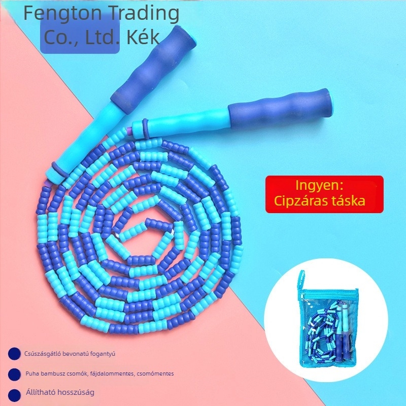 Gyerekeknek szánt puha bambusz gyöngyös ugró kötél, óvodások és általános iskolások részére, kezdőknek, csúszásmentes, csomómentes, állítható