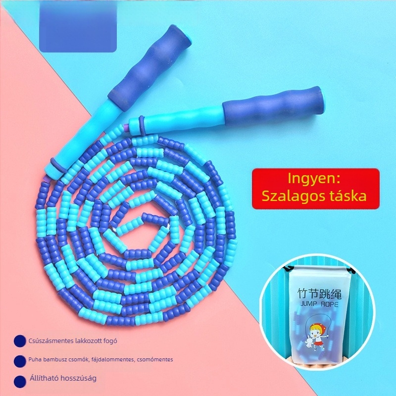 Gyerekeknek szánt puha bambusz gyöngyös ugró kötél, óvodások és általános iskolások részére, kezdőknek, csúszásmentes, csomómentes, állítható
