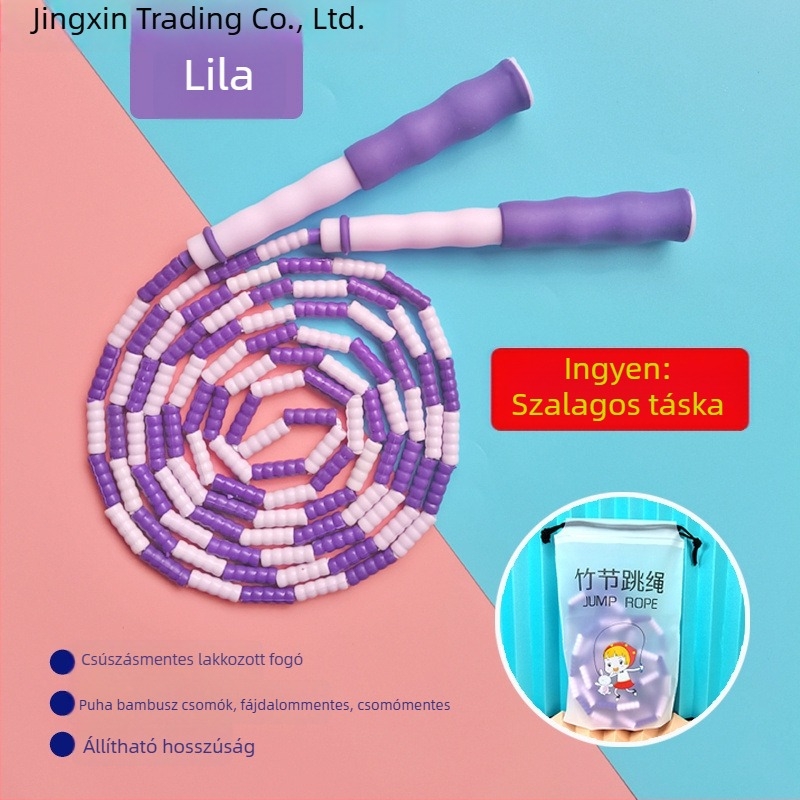 Gyerekeknek szánt puha bambusz gyöngyös ugró kötél, óvodások és általános iskolások részére, kezdőknek, csúszásmentes, csomómentes, állítható