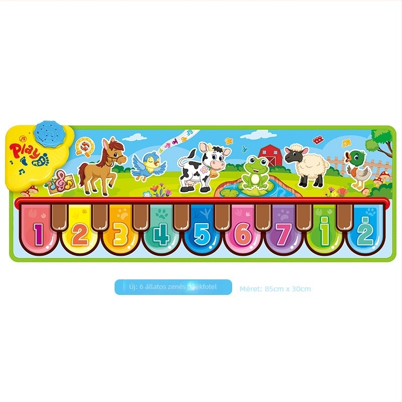 Rögzíthető láb-pianos matrac gyerekeknek – állatos zenei matrac, interaktív játék alátét
