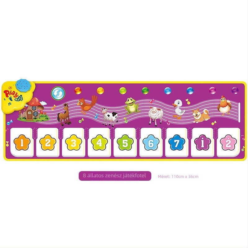 Rögzíthető láb-pianos matrac gyerekeknek – állatos zenei matrac, interaktív játék alátét