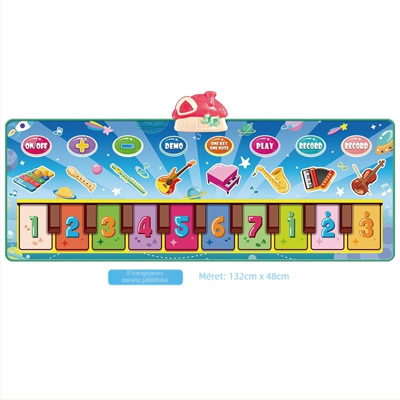 Rögzíthető láb-pianos matrac gyerekeknek – állatos zenei matrac, interaktív játék alátét