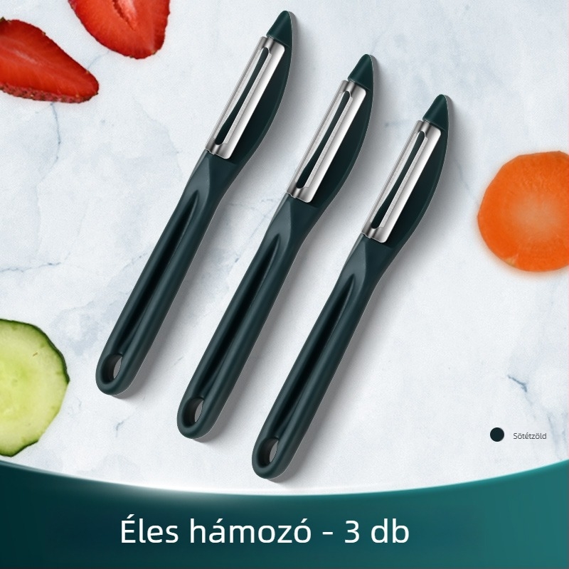 Gyümölcs- és zöldség-hámozó – rozsdamentes acél és műanyag, többfunkciós konyhai eszköz, Creative Woodworking Room