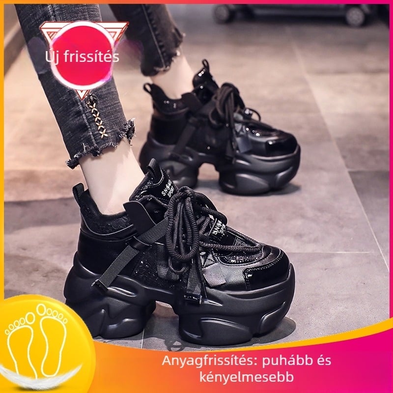 Női dad sneakers raffia felsőrész, műszálas rövid plüss bélés, gumi talp, color-block mintázat, fűzővel záródó, rocking talp, 2023 téli kiadás