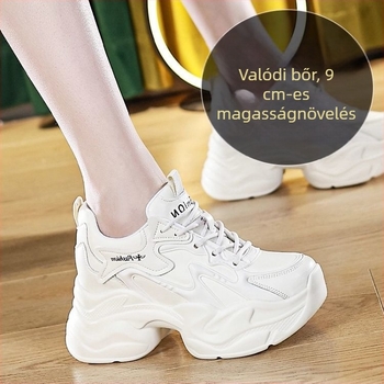 Női split bőr felülettel készült chunky sneakers, fleece belső, gumitalp és magasságot növelő belső talp