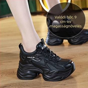 Női split bőr felülettel készült chunky sneakers, fleece belső, gumitalp és magasságot növelő belső talp