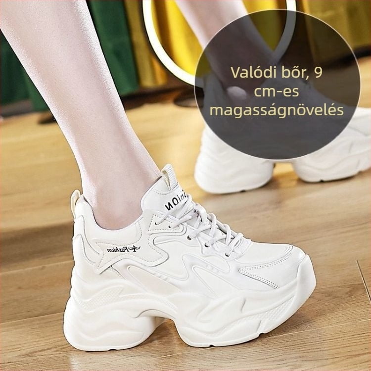 Női split bőr felülettel készült chunky sneakers, fleece belső, gumitalp és magasságot növelő belső talp