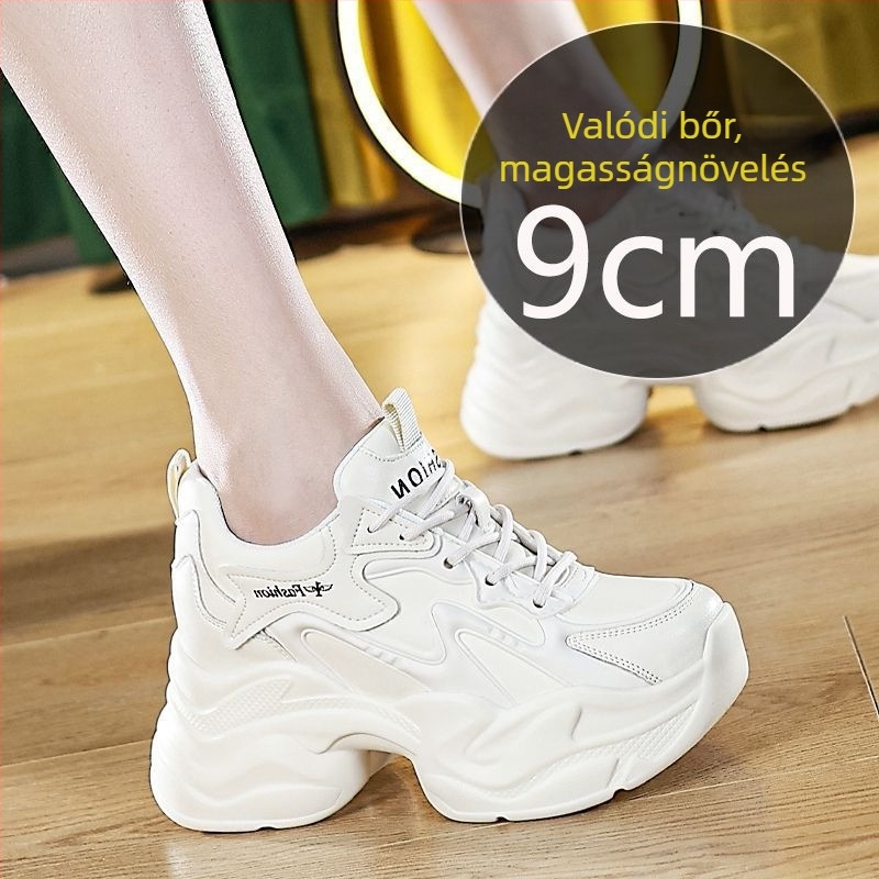 Női split bőr felülettel készült chunky sneakers, fleece belső, gumitalp és magasságot növelő belső talp