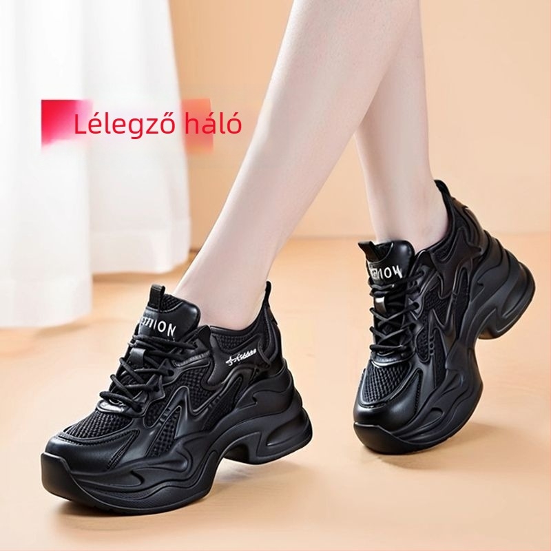 Női split bőr felülettel készült chunky sneakers, fleece belső, gumitalp és magasságot növelő belső talp