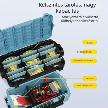 Antel horgászdoboz – sokoldalú tároló csalik és kiegészítők számára, PP anyag, kapacitás 9–12