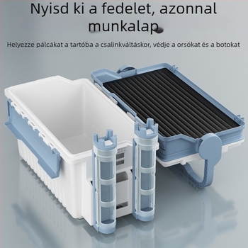 Antel horgászdoboz – sokoldalú tároló csalik és kiegészítők számára, PP anyag, kapacitás 9–12