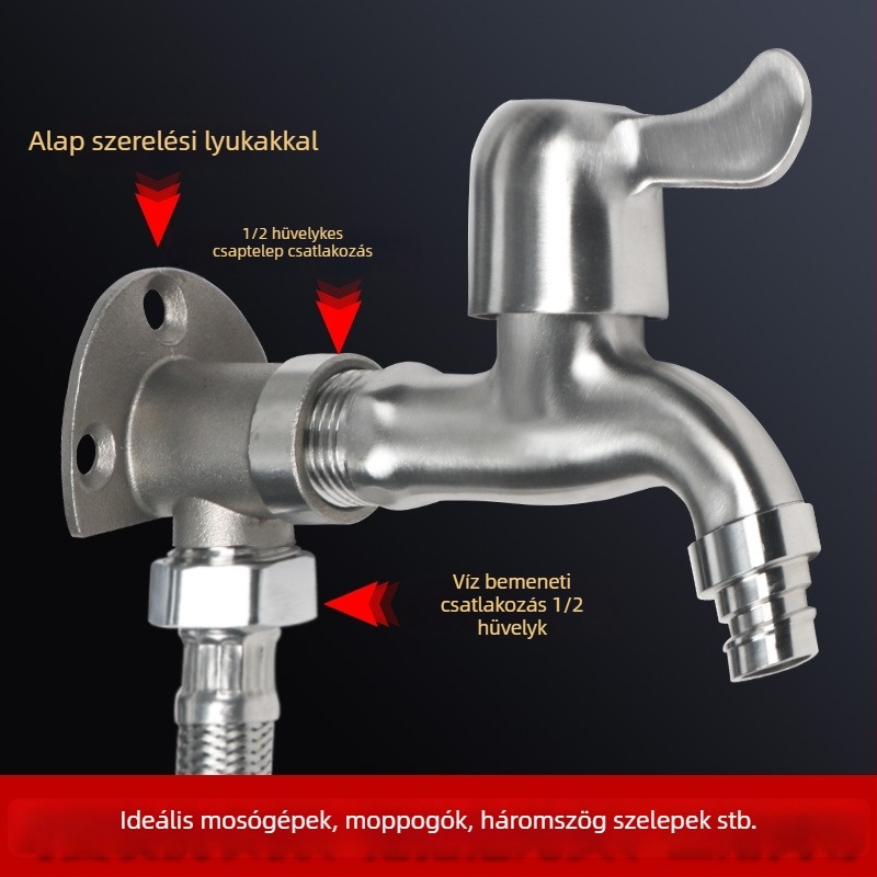 304 rozsdamentes acél csaptelep alapja kettős 1/2 hüvelykes belső és külső menet, falra szerelhető tartó és könyök adapter