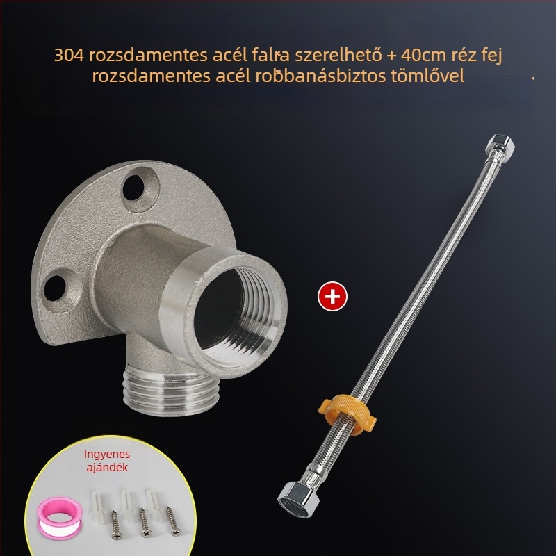 304 rozsdamentes acél csaptelep alapja kettős 1/2 hüvelykes belső és külső menet, falra szerelhető tartó és könyök adapter