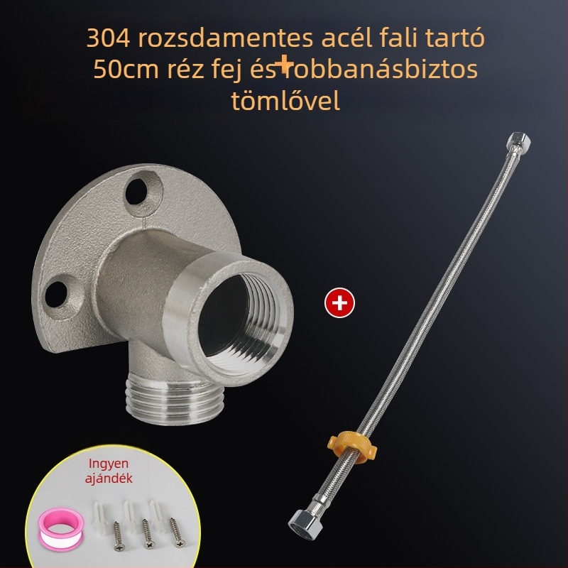 304 rozsdamentes acél csaptelep alapja kettős 1/2 hüvelykes belső és külső menet, falra szerelhető tartó és könyök adapter