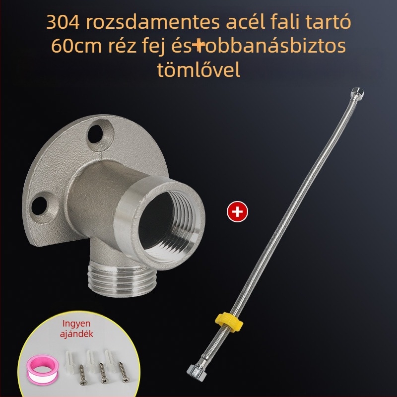 304 rozsdamentes acél csaptelep alapja kettős 1/2 hüvelykes belső és külső menet, falra szerelhető tartó és könyök adapter