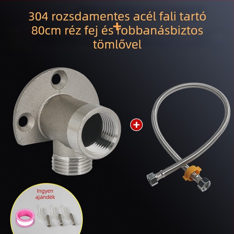 304 rozsdamentes acél csaptelep alapja kettős 1/2 hüvelykes belső és külső menet, falra szerelhető tartó és könyök adapter