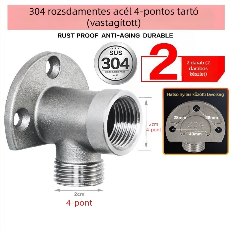 304 rozsdamentes acél csaptelep alapja kettős 1/2 hüvelykes belső és külső menet, falra szerelhető tartó és könyök adapter