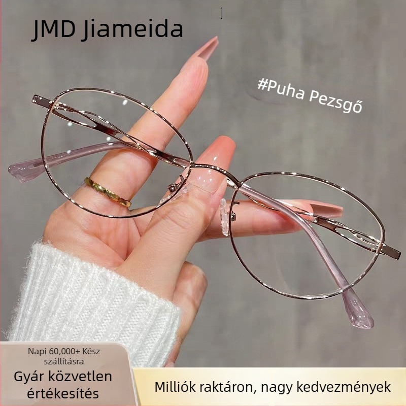 Olvasó szemüveg • PC lencse • Kékfény-szűrő • Körkörös fém keret • Modell 9506