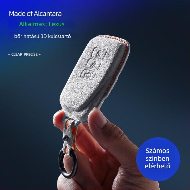 Lexus kulcstartó tok Alcantara velúr belsővel, SNBLO márka, testreszabható és logónyomtatás