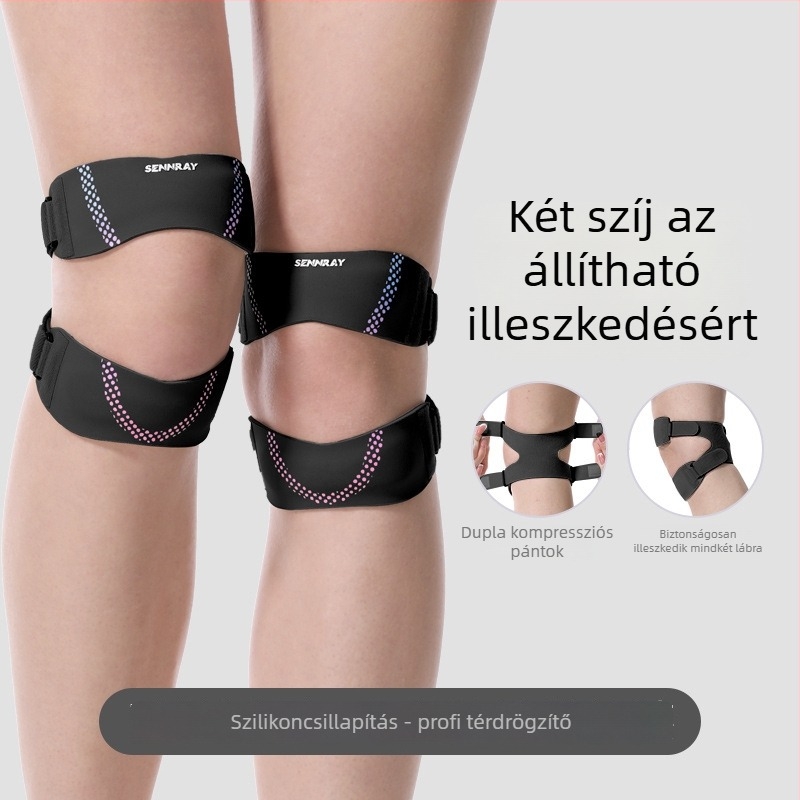 Csúszásmentes térdvédő szilikon patella pánttal – poliészter anyag