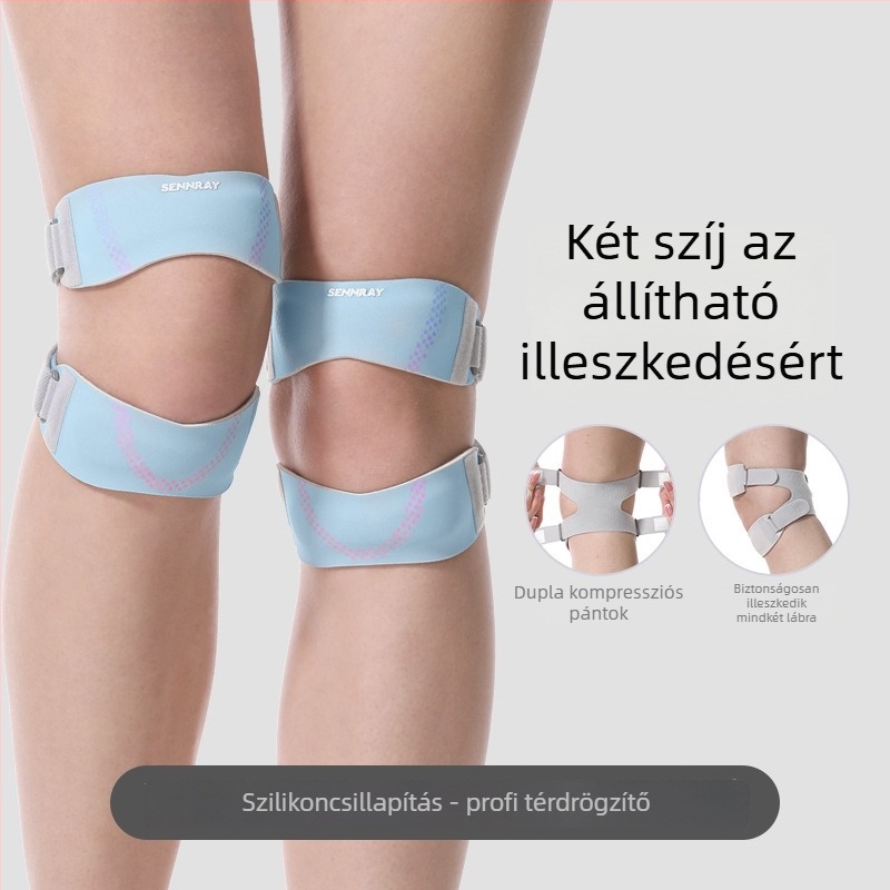 Csúszásmentes térdvédő szilikon patella pánttal – poliészter anyag