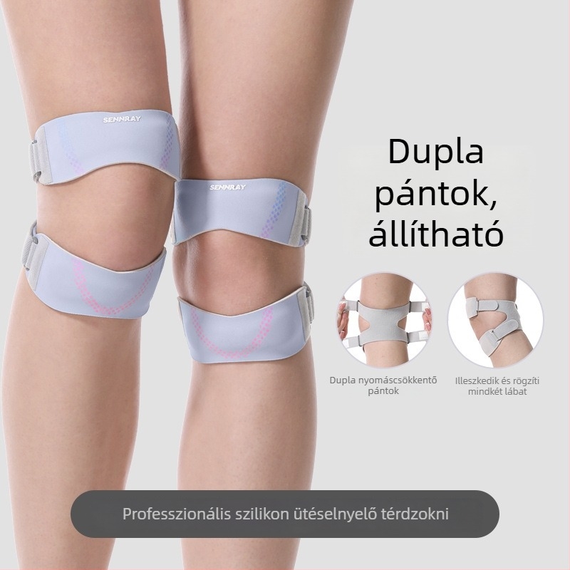 Csúszásmentes térdvédő szilikon patella pánttal – poliészter anyag