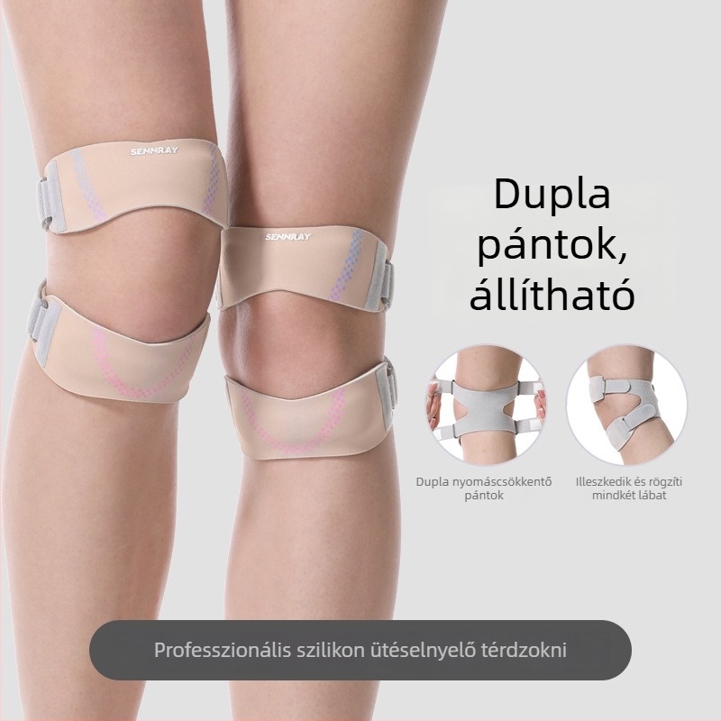 Csúszásmentes térdvédő szilikon patella pánttal – poliészter anyag