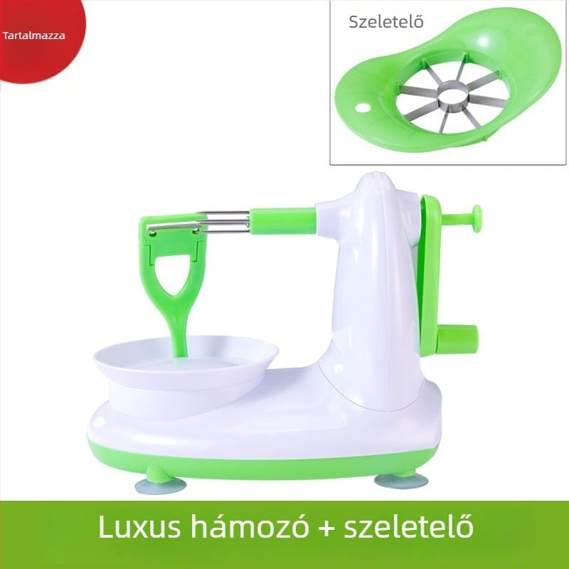 Almák hámozó kézi hajtással – multifunkcionális, rozsdamentes acél + ABS, modern minimalist dizájn