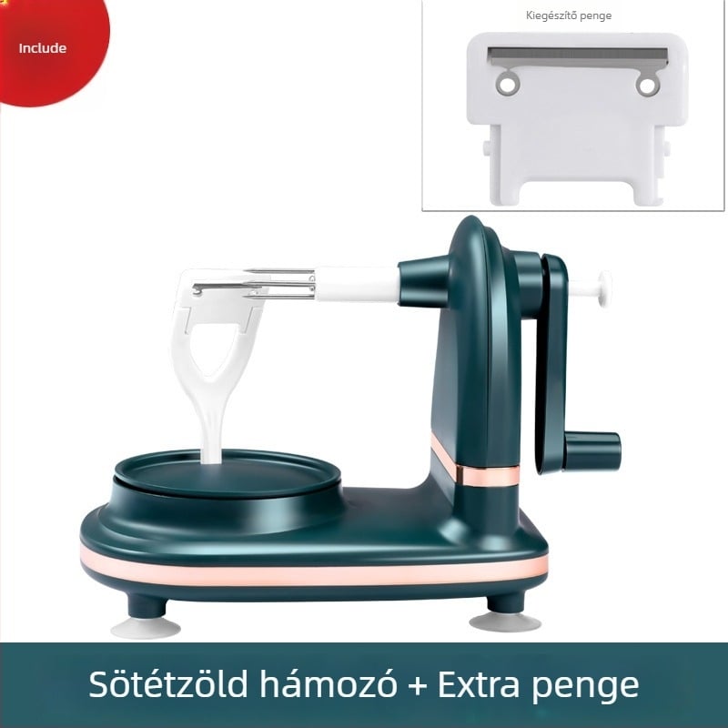 Almák hámozó kézi hajtással – multifunkcionális, rozsdamentes acél + ABS, modern minimalist dizájn