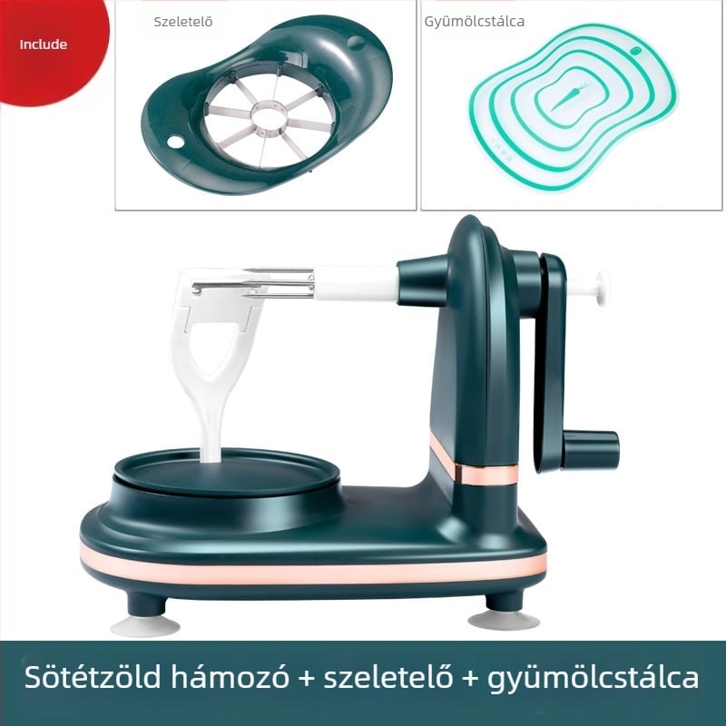 Almák hámozó kézi hajtással – multifunkcionális, rozsdamentes acél + ABS, modern minimalist dizájn