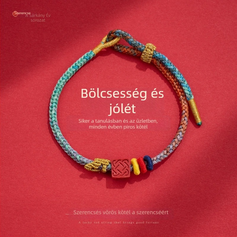 Etno-stílusú uniszex karkötő zsinórból, hímzett kivitelezés, Yiwu eredet, engedélyezett magánmárka Fei Yi, nagy tételes csomagolás, 2025 tél