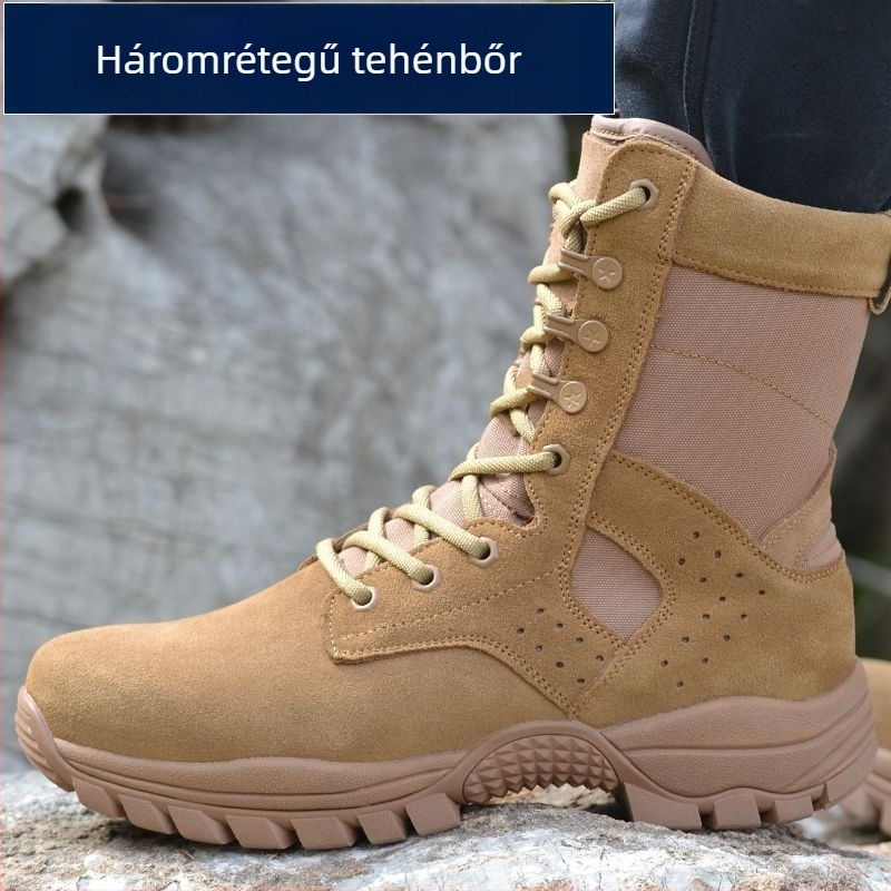 Harci edzőcsizmák légáteresztő hálózatos felsővel, magas szár, EVA talpbetét, PU bélés és gumitalp