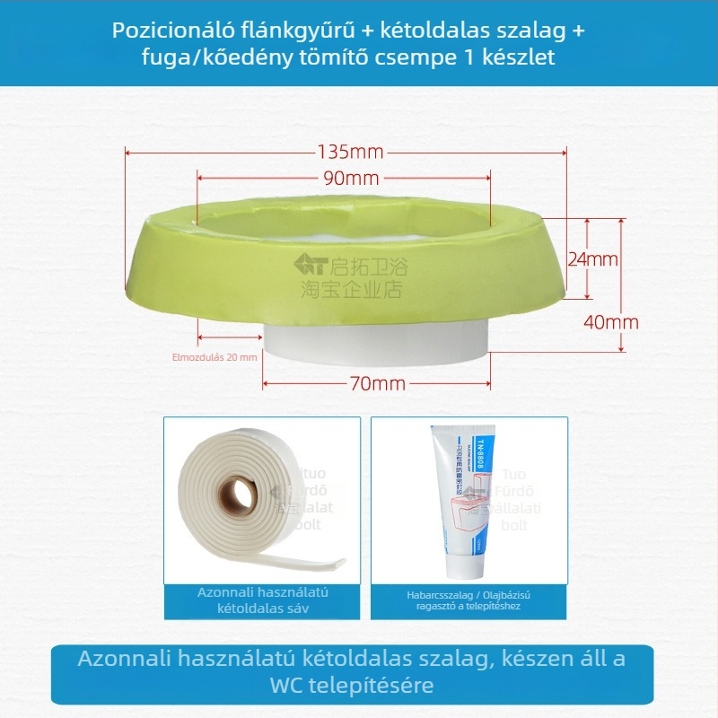 WC flanş gyűrű szagtalanító és szivárgásmentes tömítés, CE tanúsítvány, márka más, telepítés nem biztosított