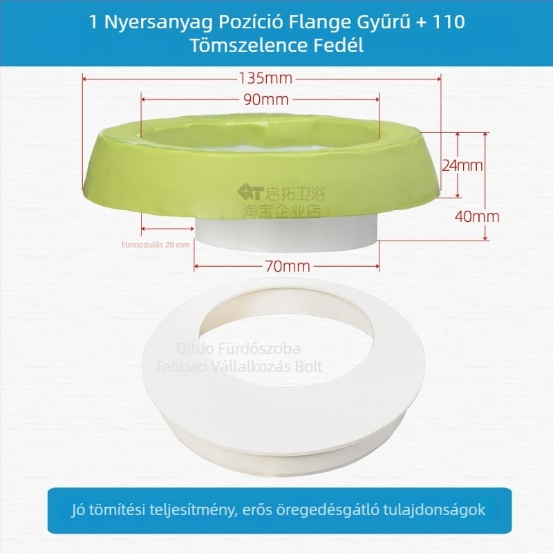 WC flanş gyűrű szagtalanító és szivárgásmentes tömítés, CE tanúsítvány, márka más, telepítés nem biztosított