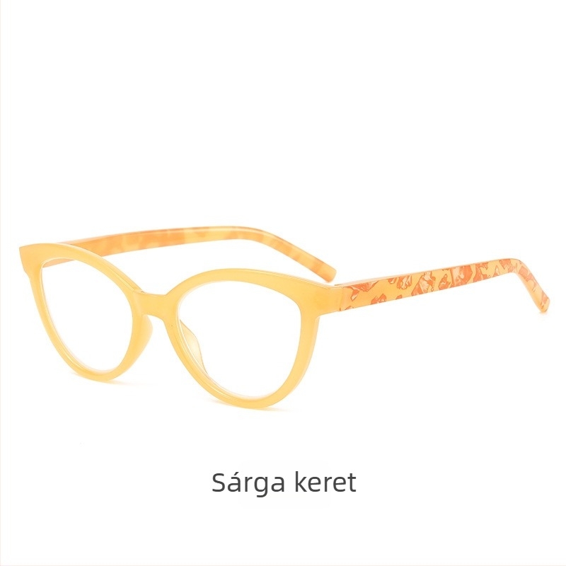 Cat-eye olvasószemüveg, nagy keret, PC lencsék, UV védelem, anti-kék fény