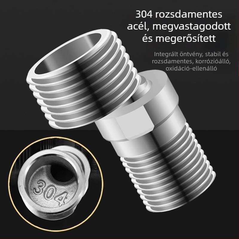 304 rozsdamentes acél univerzális görbült zuhanyadapter, dőlés állítható, forgó, változó átmérő