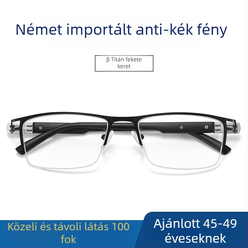Ray Pailong olvasó szemüveg anti-kék fény védelemmel, presbiopikus PC lencsék, modell 1212, férfiaknak, fém keret