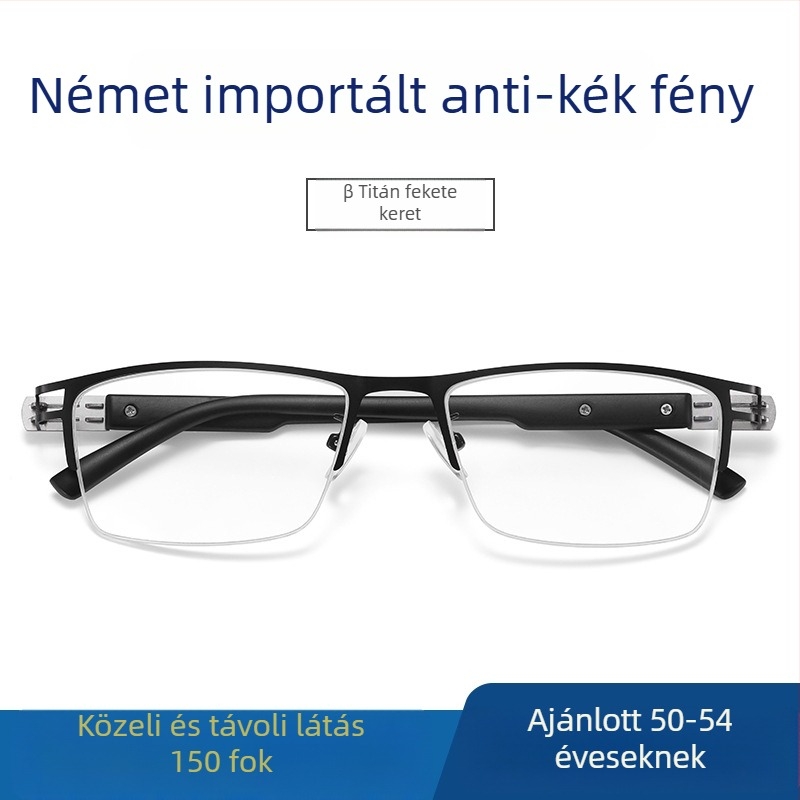 Ray Pailong olvasó szemüveg anti-kék fény védelemmel, presbiopikus PC lencsék, modell 1212, férfiaknak, fém keret