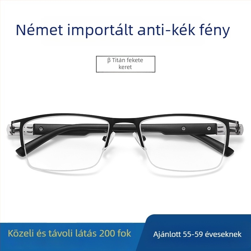 Ray Pailong olvasó szemüveg anti-kék fény védelemmel, presbiopikus PC lencsék, modell 1212, férfiaknak, fém keret
