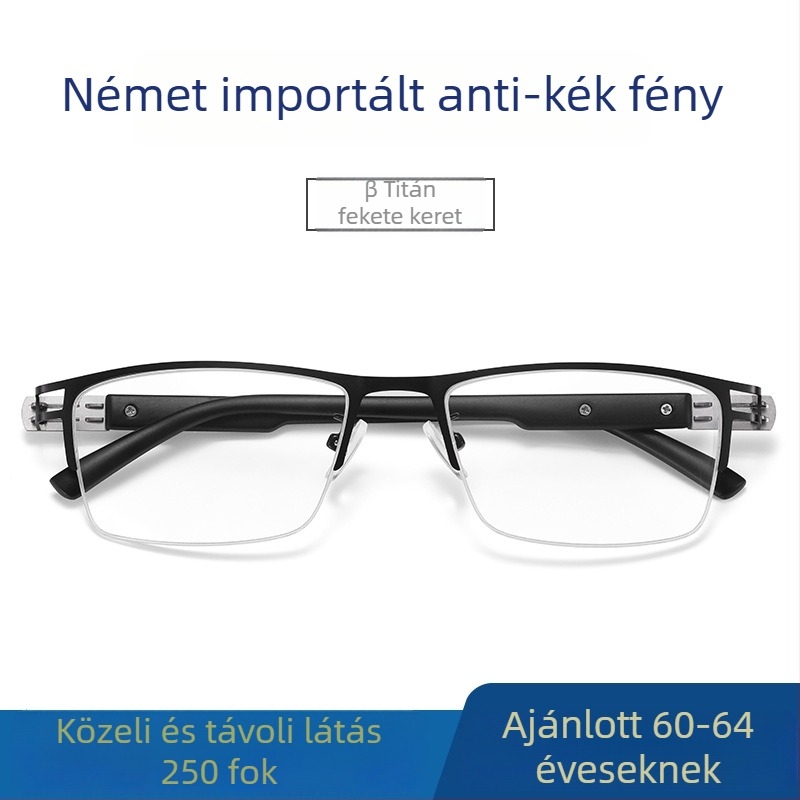 Ray Pailong olvasó szemüveg anti-kék fény védelemmel, presbiopikus PC lencsék, modell 1212, férfiaknak, fém keret