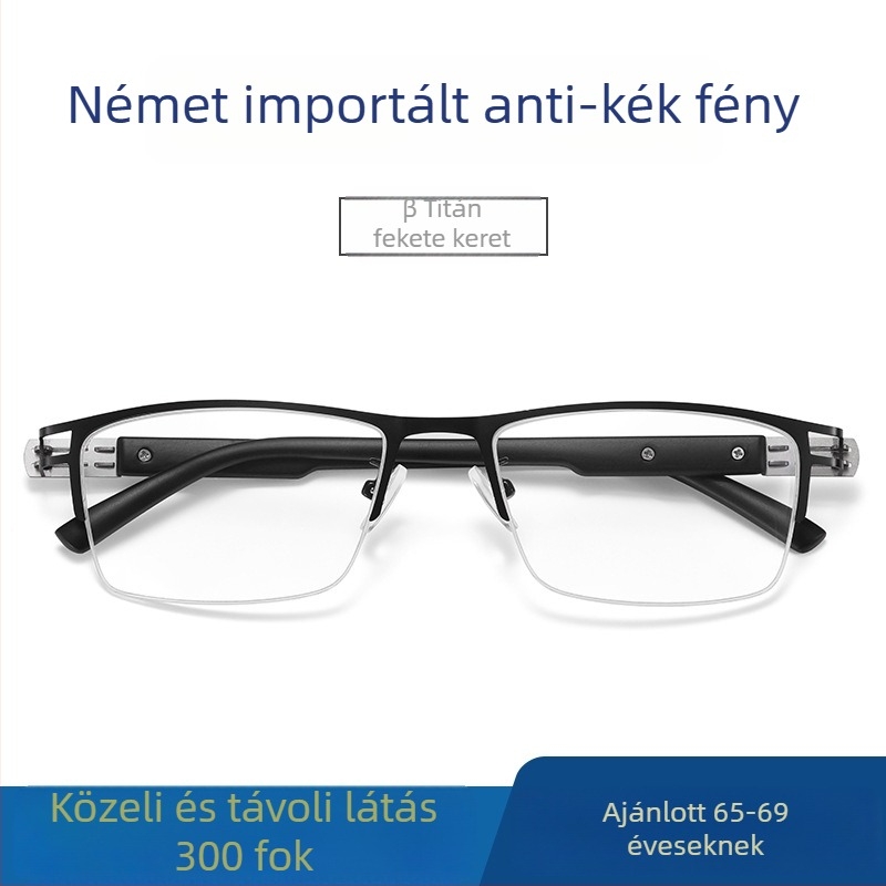 Ray Pailong olvasó szemüveg anti-kék fény védelemmel, presbiopikus PC lencsék, modell 1212, férfiaknak, fém keret