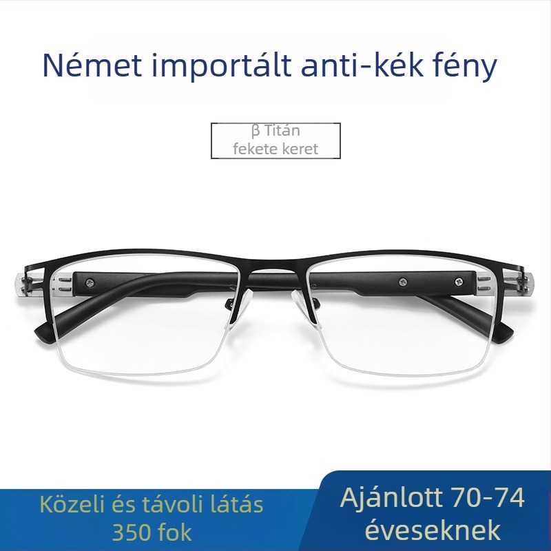 Ray Pailong olvasó szemüveg anti-kék fény védelemmel, presbiopikus PC lencsék, modell 1212, férfiaknak, fém keret