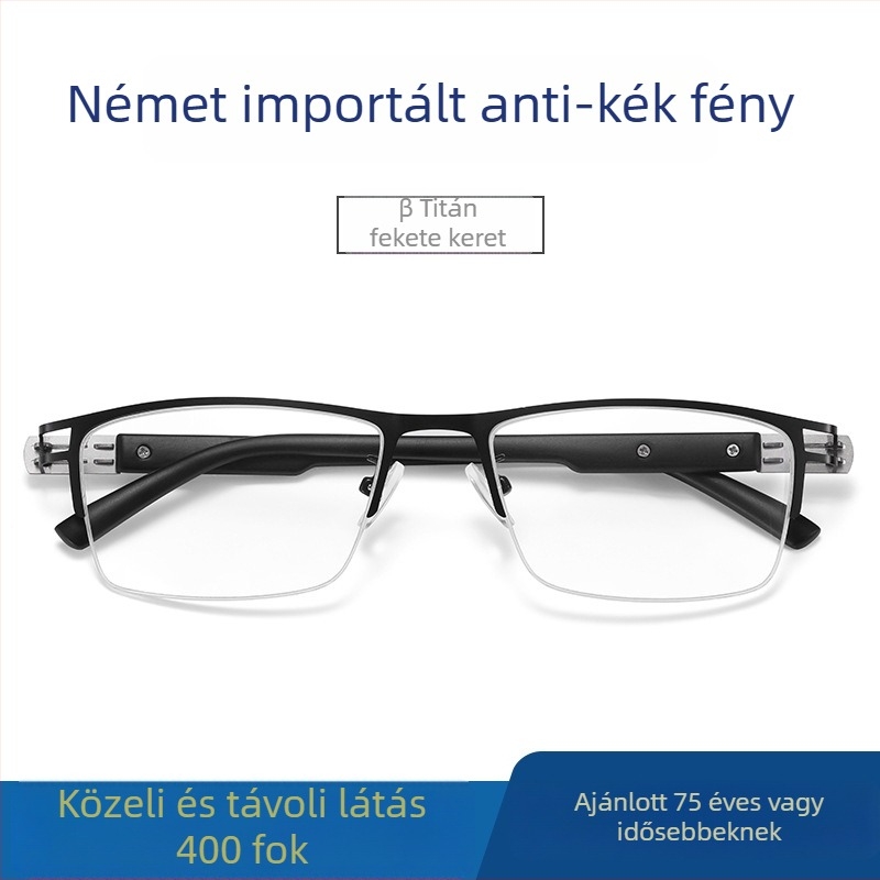 Ray Pailong olvasó szemüveg anti-kék fény védelemmel, presbiopikus PC lencsék, modell 1212, férfiaknak, fém keret