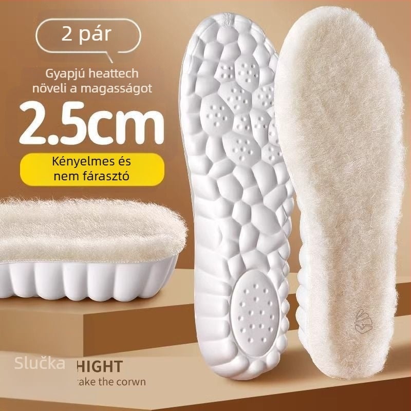 Téli talpabetétek PU anyagú, magasságot növelő, textile cipőkhöz