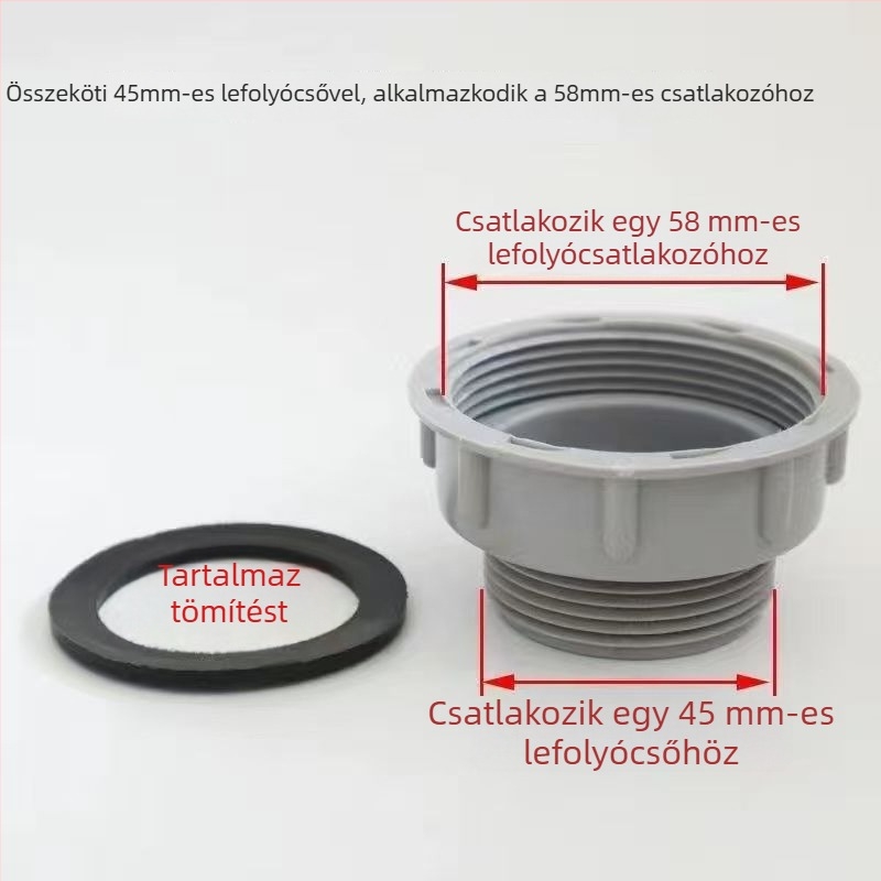 Konyhai mosogató lefolyó idomok, PP, közvetlen dugós telepítés, szagtalanító, korrózióálló, visszafolyást gátló