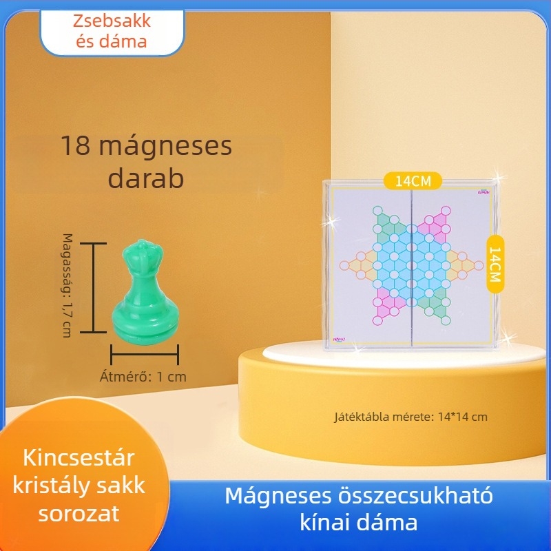 Mágneses összecsukható zseb-társasjáték — többjátékos oktatási készlet Flying Chess, Snakes and Ladders, Kínai sakk, Backgammon, Gomoku és Dáma; Anyaga műanyag, 7–14 évesek számára