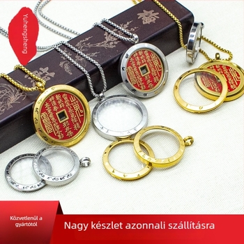 Védőtokkal ellátott acél medál, Új kínai stílus, kivitelezés: elektroplakálás és öntés, réz művészeti technika